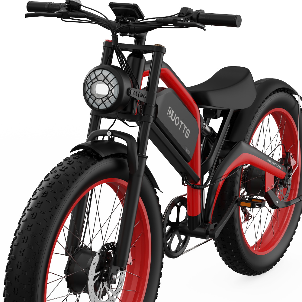 DUOTTS N26 Electric Bike, 750W*2 Motors, 55km/h Max Speed, 26*4.0' Inflatable Tires, 48V 20Ah Samsung Battery, 120-150km Range, Shimano 7-Speed, 200kg Max Load - Black