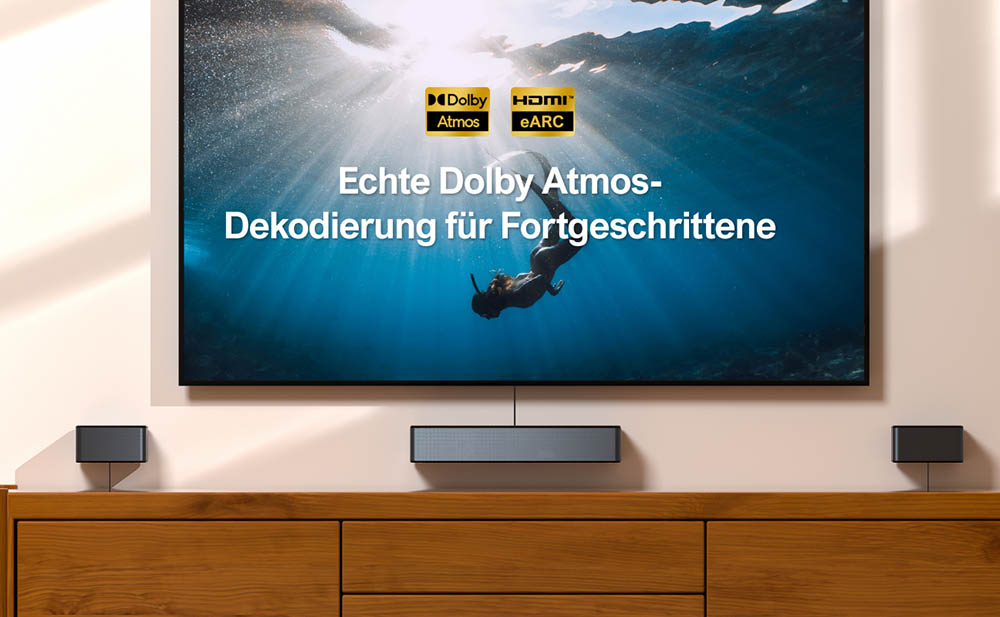 ULTIMEA Poseidon D60 5.1 Soundbar mit Dolby Atmos, 3D Surround Sound System, Soundbar für TV Geräte mit Subwoofer, 2 Rear-Lautsprechern, Soundbar Bluetooth 5.3 mit Einstellbarem Bass