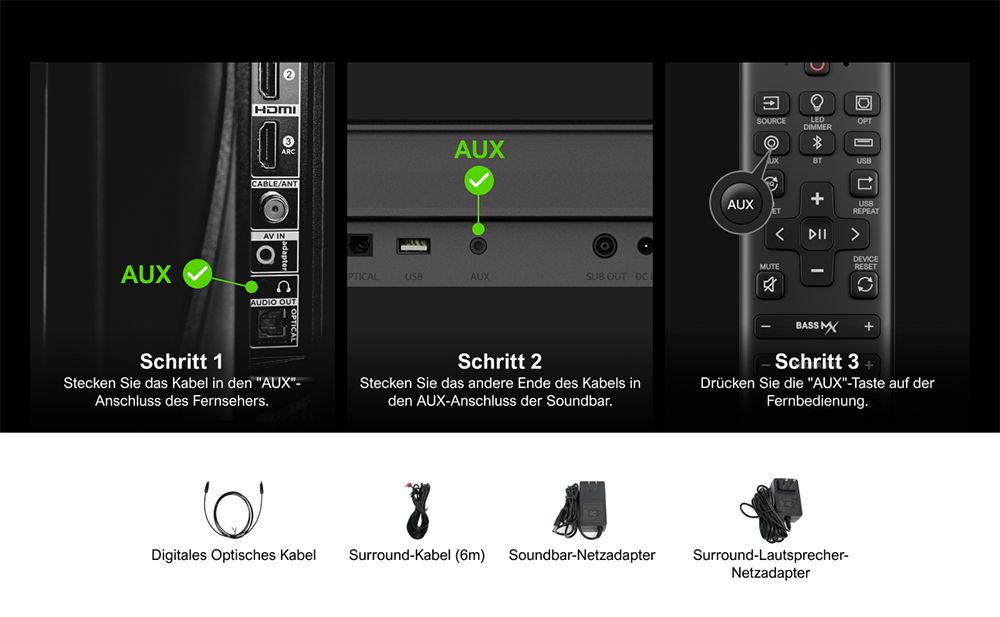Ultimea Aura A30 5.1-Kanal Soundbar-Subwoofer-Lautsprecher-Kit, App-Steuerung, 10-Band-Equalizer-Einstellungen, 121 voreingestellte EQ-Matrizen