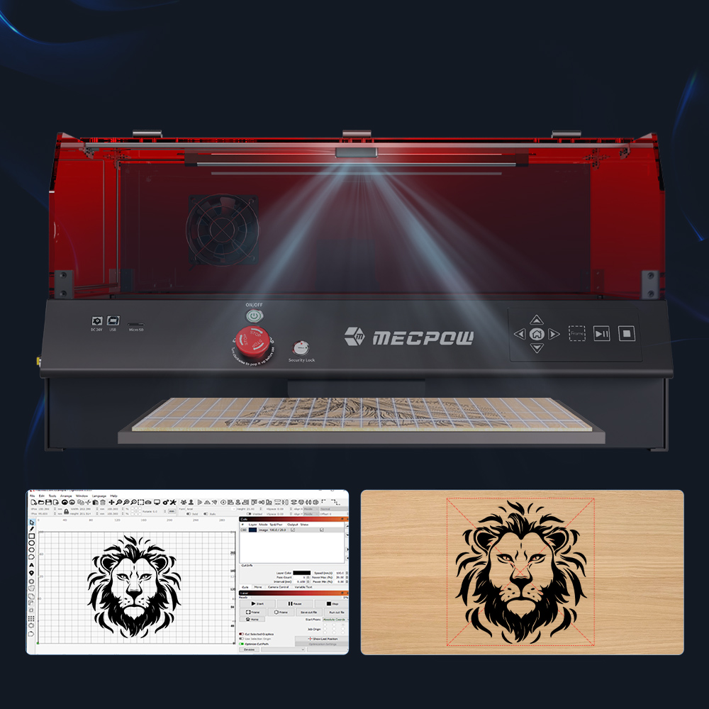 Mecpow X4 Pro 22W FDA Klasse 1 Lasergravierer + Drehwalze + Lasertisch