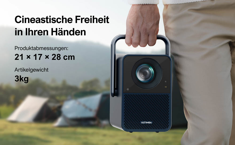 [Netflix 1080P] Ultimea Poseidon E40 Beamer, 1000 ANSI Lumen, Android TV 11.0, 4K-Dekodierung, Native 1080P, Dolby Audio, 6D Trapezkorrektur, Autofokus, 2 x 10W Lautsprecher, WiFi 6, Bluetooth 5.3