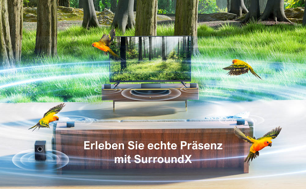 Ultimea Poseidon D70 7.1-Kanal-Soundbar-Subwoofer-Lautsprecher-Kit, 10-Band-Equalizer, 121 voreingestellte EQ-Matrizen, BassMX-Technologie, intelligente APP-Steuerung