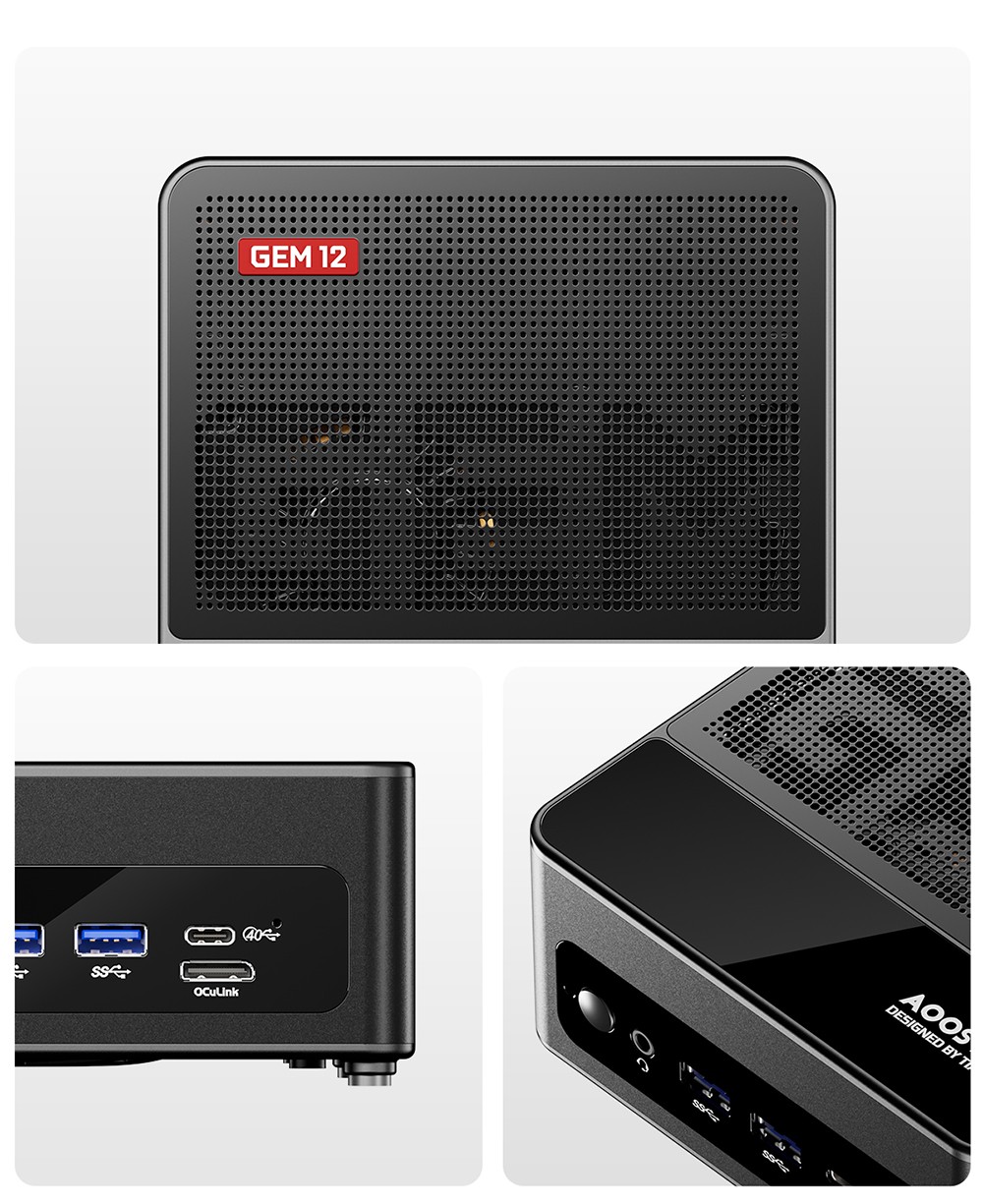 AOOSTAR GEM12 Mini PC, AMD Ryzen 9 6900HX 8 jadier až 4,9 GHz, 32 GB DDR5 RAM 1 TB PCle 4.0 SSD, HDMI 2.1 + DP 1.4 + USB 4 + Type-C 4K 120Hz displej so štyrmi obrazovkami, WiFi 6 Bluetooth 5.2, 2*2,5G LAN, 2*USB3.2 2*USB2.0 1*Oculink