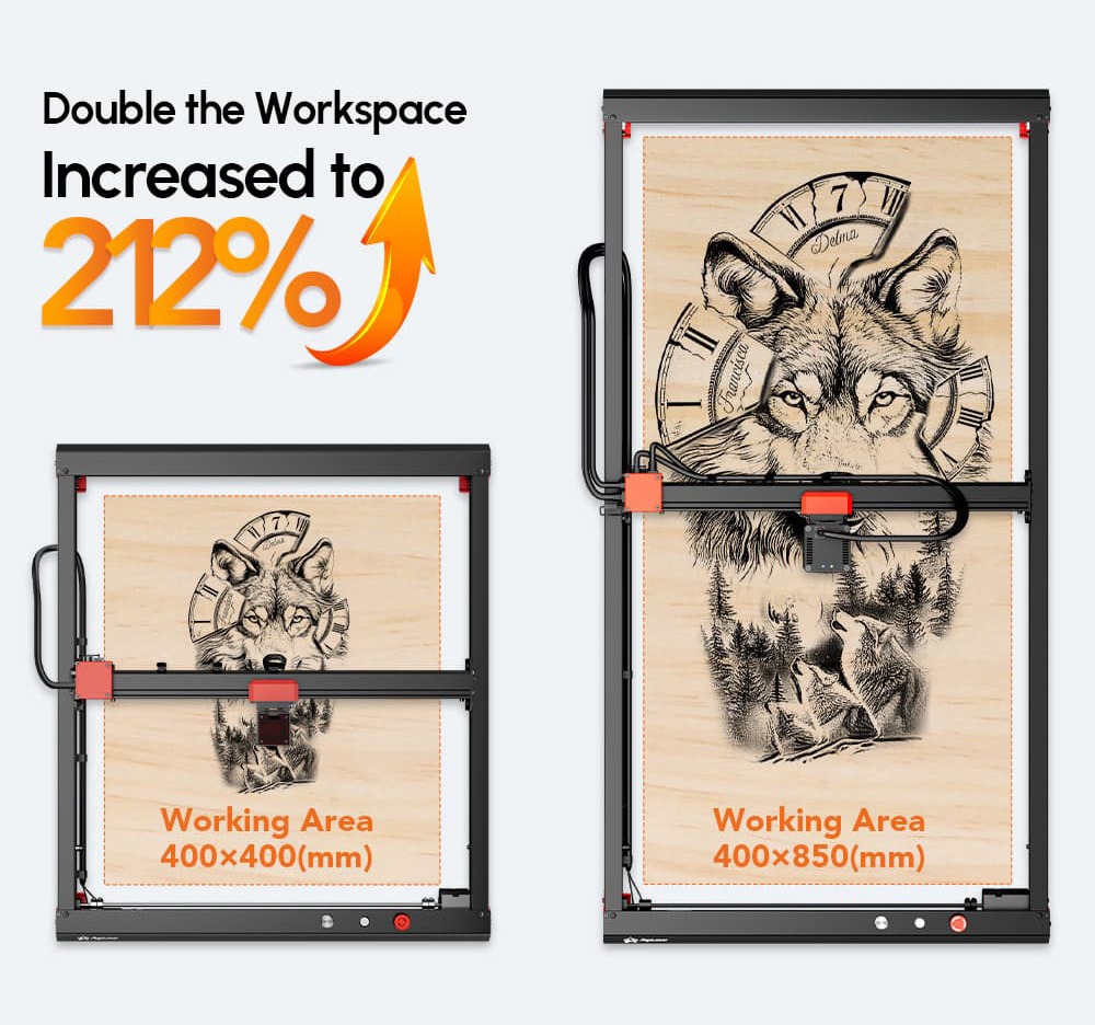 AlgoLaser Alpha Laser Engraver Extension Kit, 400*850mm (157.5*334.6inch)