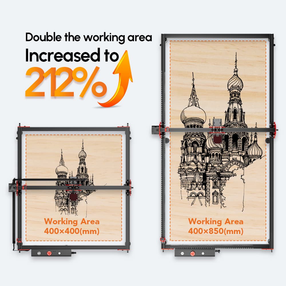 AlgoLaser DIY KIT Laser Engraver Extension Kit, 400*850mm (157.5*334.6inch)