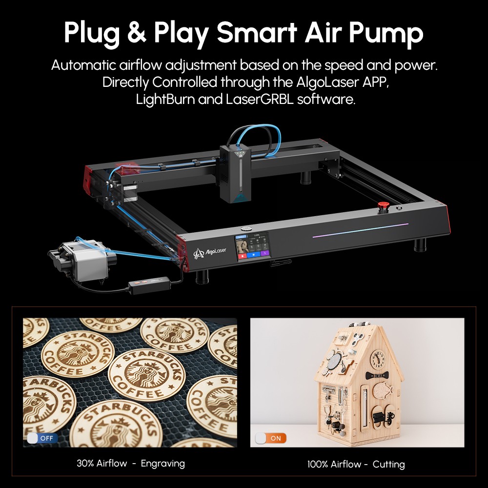 AlgoLaser Delta 22W Laser Engraver, with Air Pump, 500mm/s Engraving Speed, 440*415mm (173.2*163.4inch)