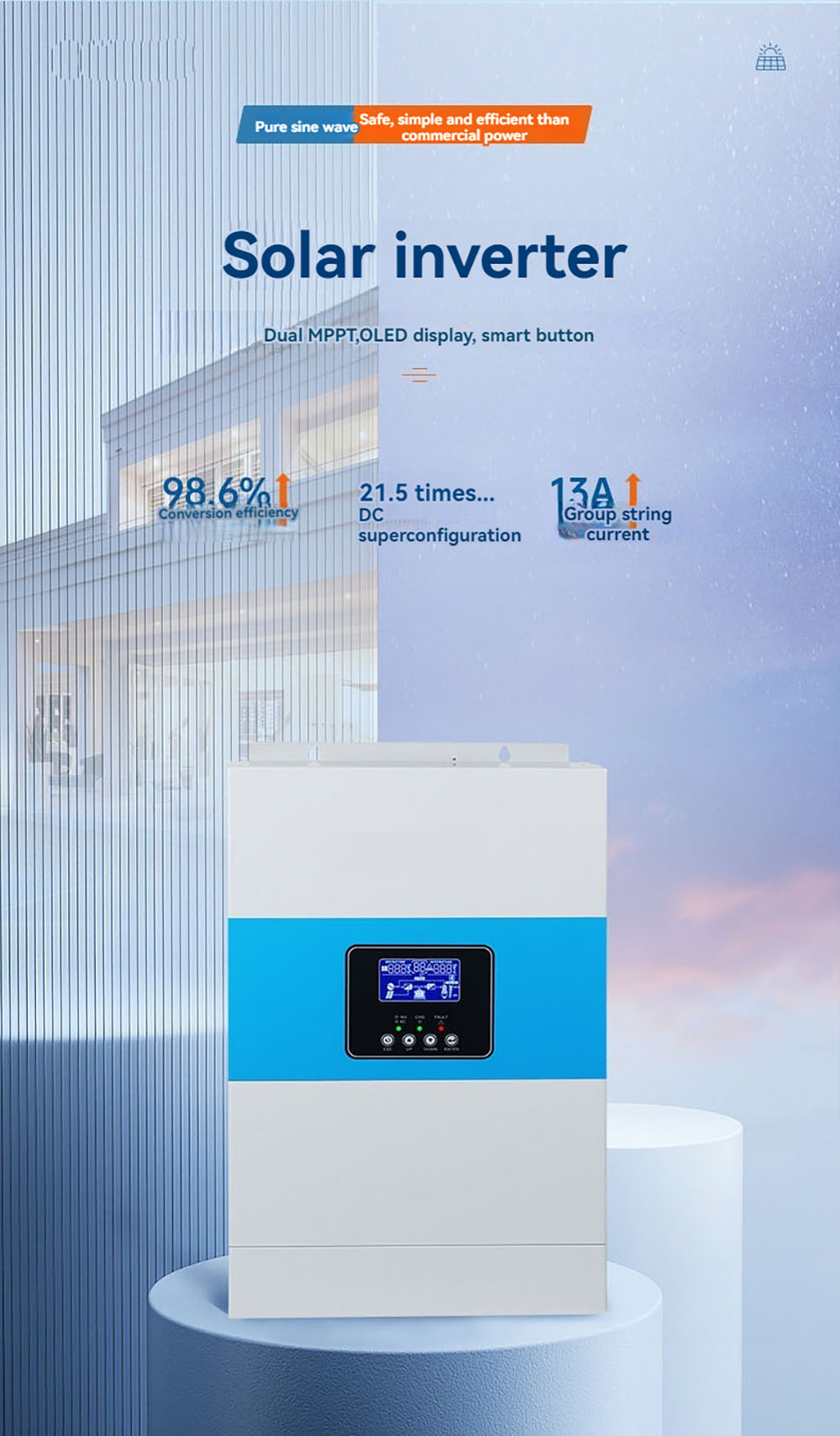 DAXTROMN GGH-3.5KW Solarwechselrichter, 5000 W reine Sinuswelle, 100 A MPPT Solarladeger&auml;t, max. 500 VDC PV-Eingang