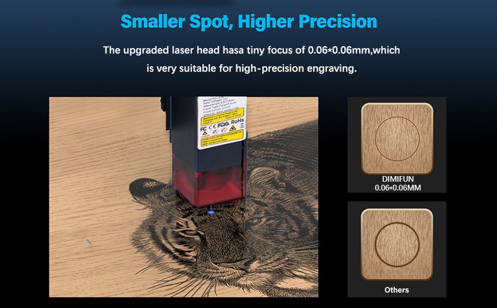 DIMIFUN D9 A45 4.5W Portable Laser Engraving Machine, Eye Protection, 10000mm/min Speed, 0.06mm Spot, 130*130mm, Noise Reduction