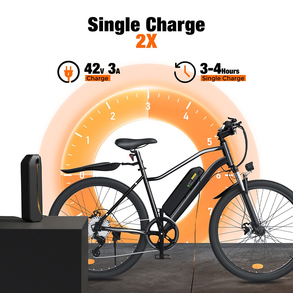 Elektrobicykel EB3, 350W motor, 36V 10AH batéria, 26'' pneumatiky, max. rýchlosť 32 km/h, dojazd 100 km, predný a zadný tlmič, inteligentný LCD displej