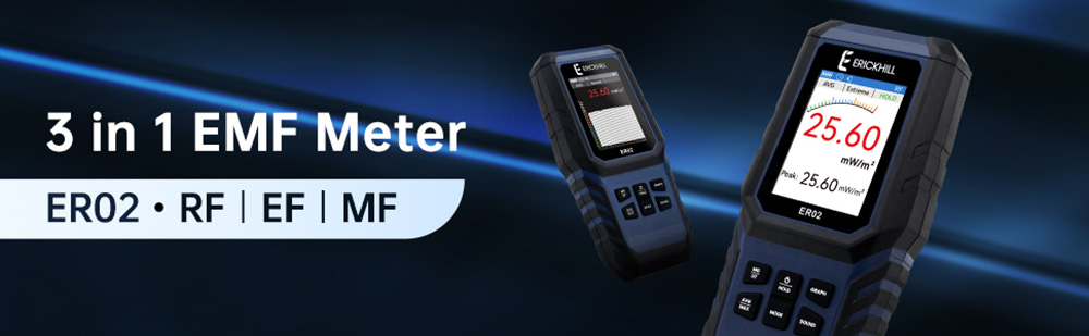 ERICKHILL ER02 EMF Meter, Hand-held Electromagnetic Field Radiation Detector for EF RF MF
