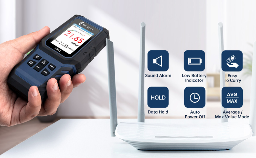 ERICKHILL ER02 EMF Meter, Hand-held Electromagnetic Field Radiation Detector for EF RF MF