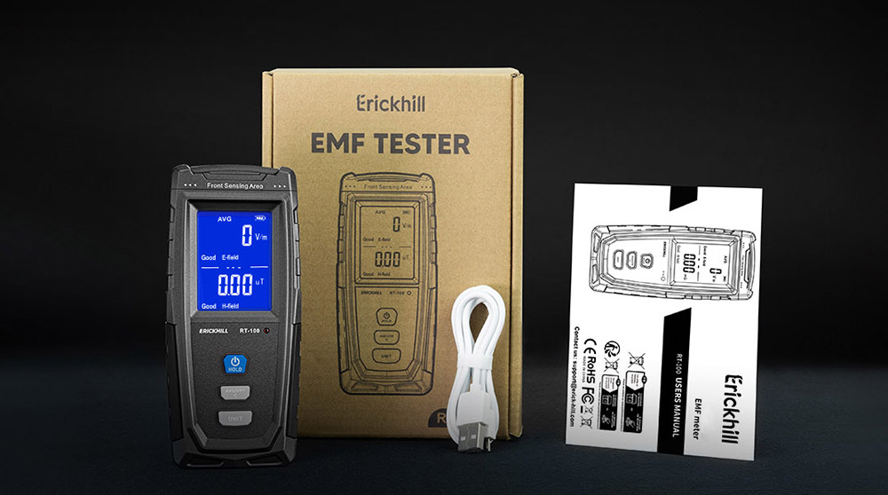 ERICKHILL RT-100 EMF Meter, ručný detektor žiarenia elektromagnetického poľa