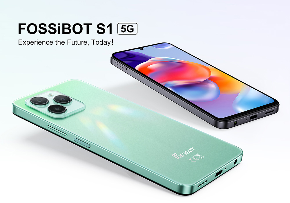 FOSSiBOT S1 5G 6GB+128GB Smartphone, 6.745-palcový displej, 50MP fotoaparát, 4900mAh batéria s 10W nabíjaním, NFC GPS Android 14 - čierny