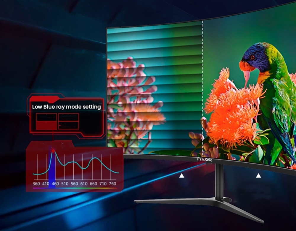 FYHXele FY27FMC-B 27 Zoll 2800R Curved Gaming-Monitor, 1920 x 1080 FHD 16:9 VA-Bildschirm, 75 Hz Bildwiederholfrequenz, 2 ms Reaktionszeit, 99 % sRGB, 1 x HDMI, 1 x VGA, 1 x Audio, einstellbare Neigung