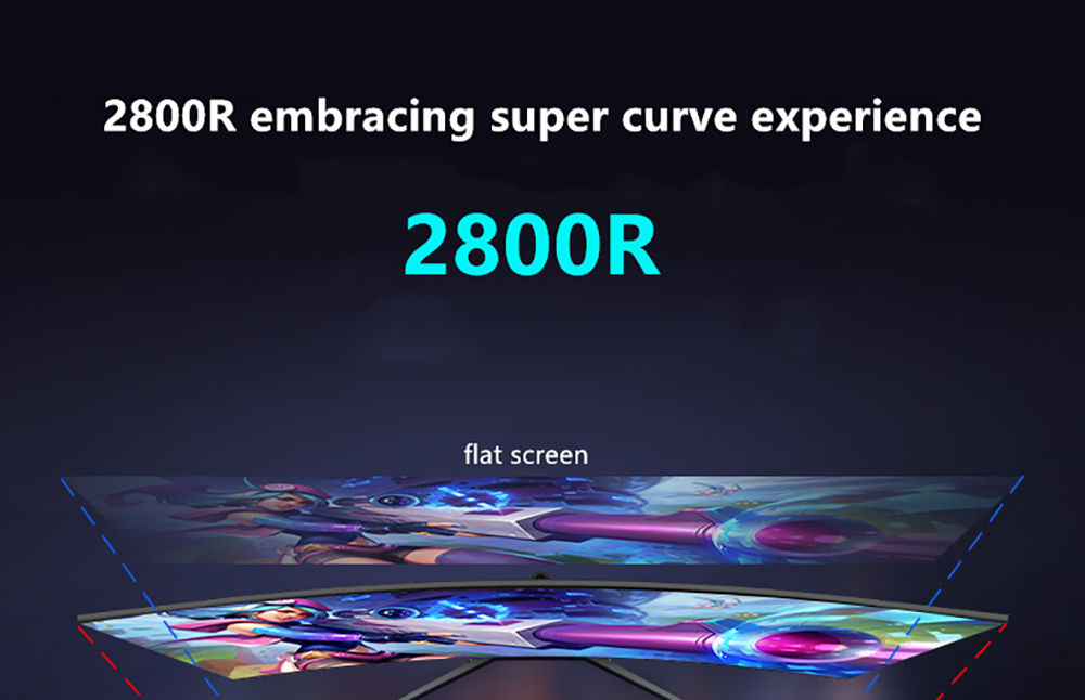 FYHXele FY27FMC-B 27 Zoll 2800R Curved Gaming-Monitor, 1920 x 1080 FHD 16:9 VA-Bildschirm, 75 Hz Bildwiederholfrequenz, 2 ms Reaktionszeit, 99 % sRGB, 1 x HDMI, 1 x VGA, 1 x Audio, einstellbare Neigung