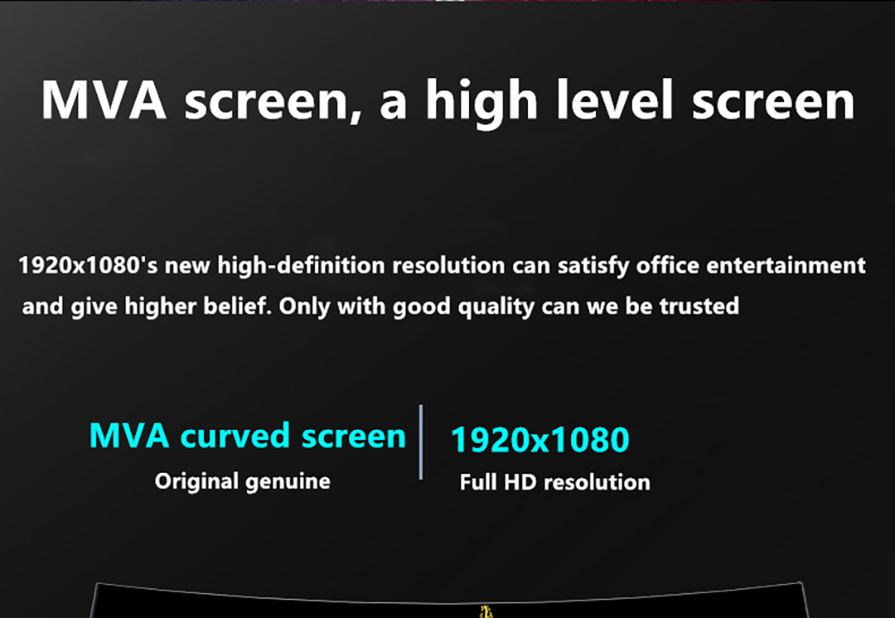 FYHXele FY27FMC-B 27-palcový zakrivený herný monitor 2800R, 1920*1080 FHD 16:9 VA obrazovka, 75 Hz obnovovacia frekvencia, 2 ms doba odozvy, 99 % sRGB, 1*HDMI 1*VGA 1*Audio, nastaviteľný sklon