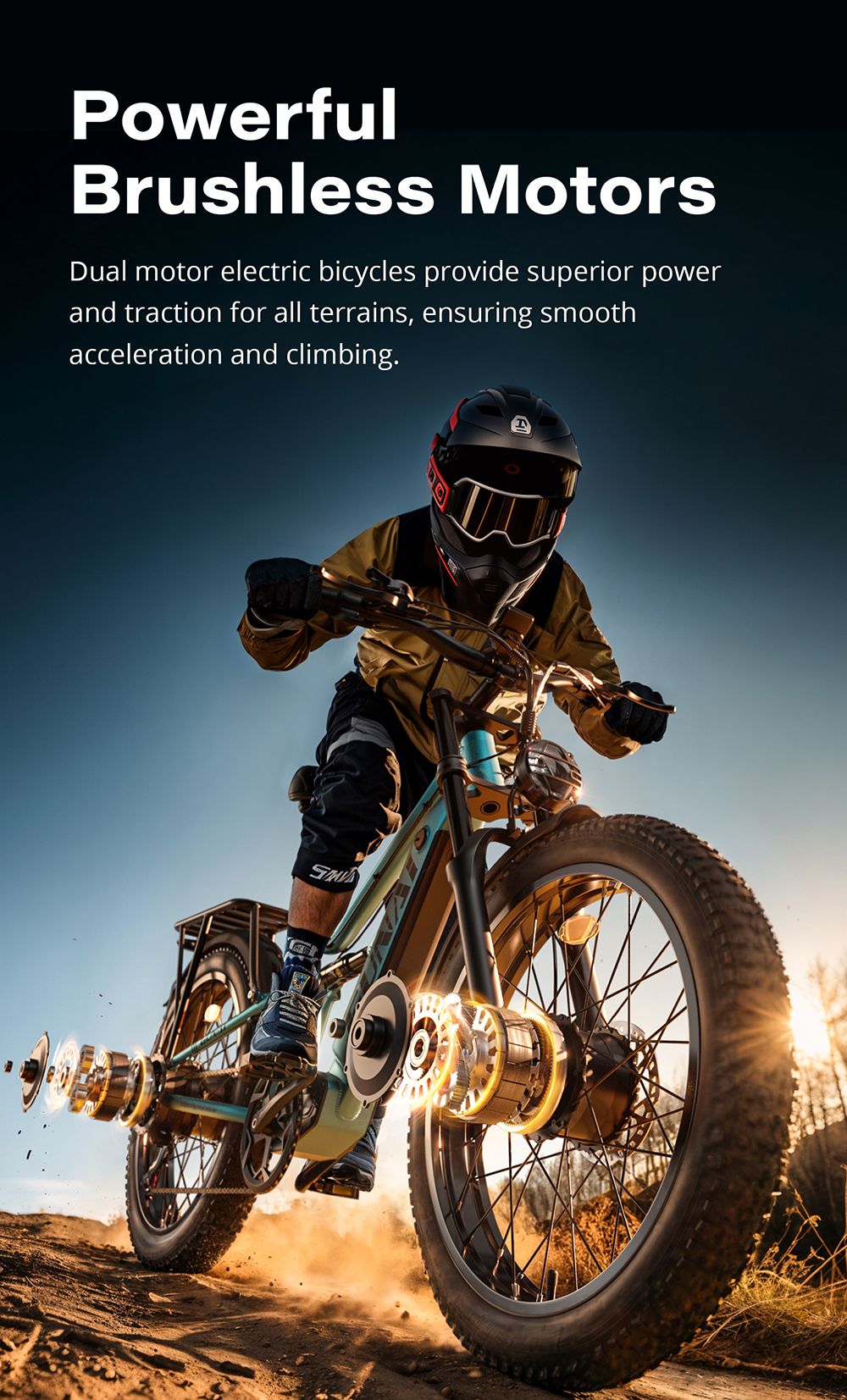 GUNAI-M2 Elektrofahrrad, 2 x 750 W Motor, 48 V 17,5 Ah Akku, 26 x 4,0 Zoll Reifen, 60 km/h H&ouml;chstgeschwindigkeit, 55 km Reichweite, Hydraulische Scheibenbremse, Doppelfederung, Shimano 7-Gang