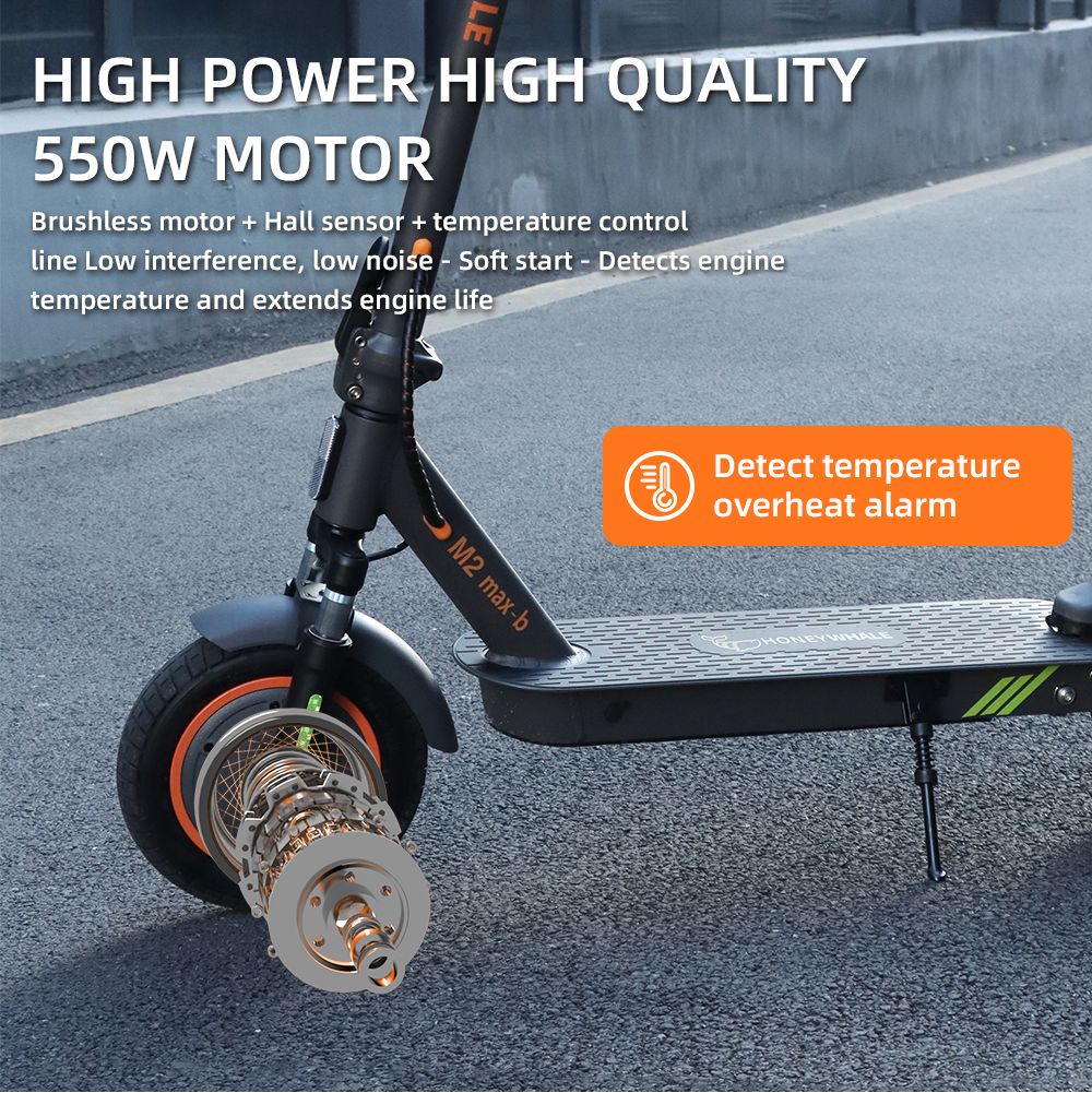 HONEYWHALE M2 MAX-B Electric Scooter with Seat, 350W Motor, 36V 10Ah Battery, 10-inch Tire, 32km/h Max Speed, 32km Range, Disc Brake