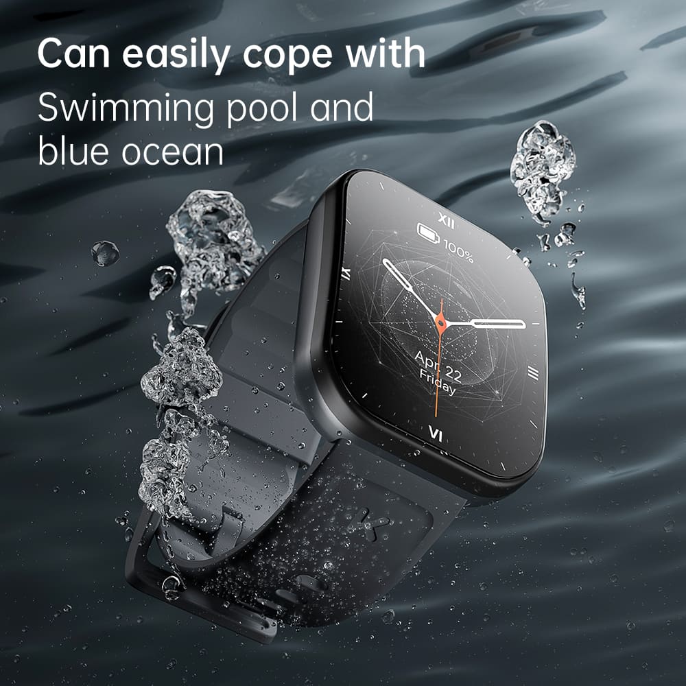 KUMI U6 Smartwatch, 1.96-inch AMOLED Screen, GPS Global Positioning, 5ATM Waterproof, 100+ Sport Modes, Bluetooth Calling, Al Voice Assistant, Health Sleep Monitoring - Grey