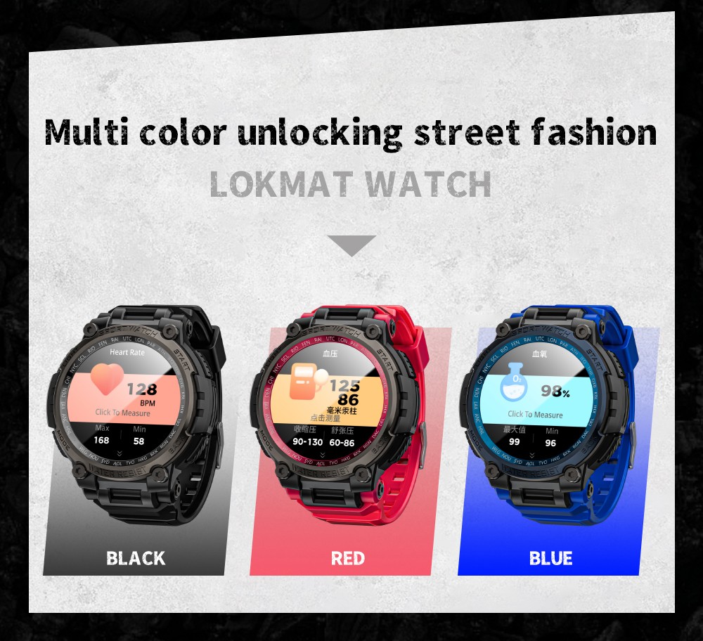 LOKMAT ATTACK MAX Smartwatch, 1.53-inch Screen, Bluetooth Calling, 100+ Sports Modes, Al Voice, Heart Rate Blood Oxygen Monitoring