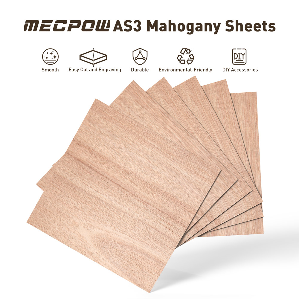 Mecpow 12ks mahagónových listov + 12ks orechových listov, 300*300*3mm (11,8*11,8*0.11 palcov)