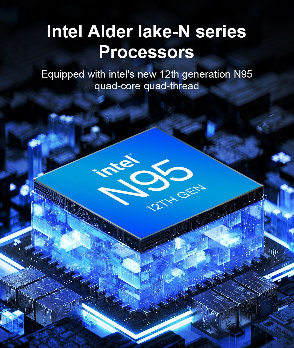 Ninkear N9 Mini-PC, Intel N95 4 Kerne, max. 3,40 GHz, 16 GB RAM, 512 GB SSD, Typ C (8K) + DP 1.4 (8K) + HDMI 2.0 (4K), Dreifach-Display, 2,4/5 GHz WLAN, Bluetooth 4.2, 4 x USB 3.0, 1 x RJ45, 1 x Kopfh&ouml;reranschluss