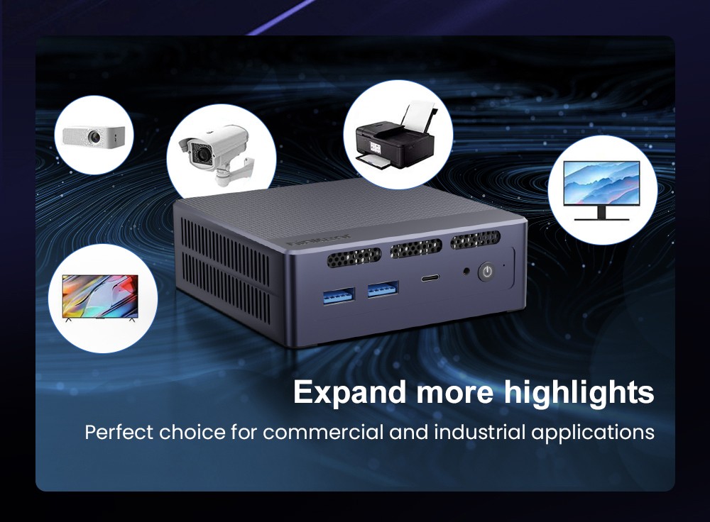 Ninkear N9 Mini-PC, Intel N95 4 Kerne, max. 3,40 GHz, 16 GB RAM, 512 GB SSD, Typ C (8K) + DP 1.4 (8K) + HDMI 2.0 (4K), Dreifach-Display, 2,4/5 GHz WLAN, Bluetooth 4.2, 4 x USB 3.0, 1 x RJ45, 1 x Kopfh&ouml;reranschluss