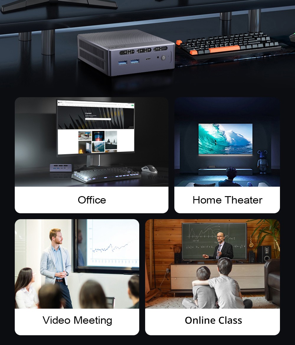 Ninkear N9 Mini-PC, Intel N95 4 Kerne, max. 3,40 GHz, 16 GB RAM, 512 GB SSD, Typ C (8K) + DP 1.4 (8K) + HDMI 2.0 (4K), Dreifach-Display, 2,4/5 GHz WLAN, Bluetooth 4.2, 4 x USB 3.0, 1 x RJ45, 1 x Kopfh&ouml;reranschluss