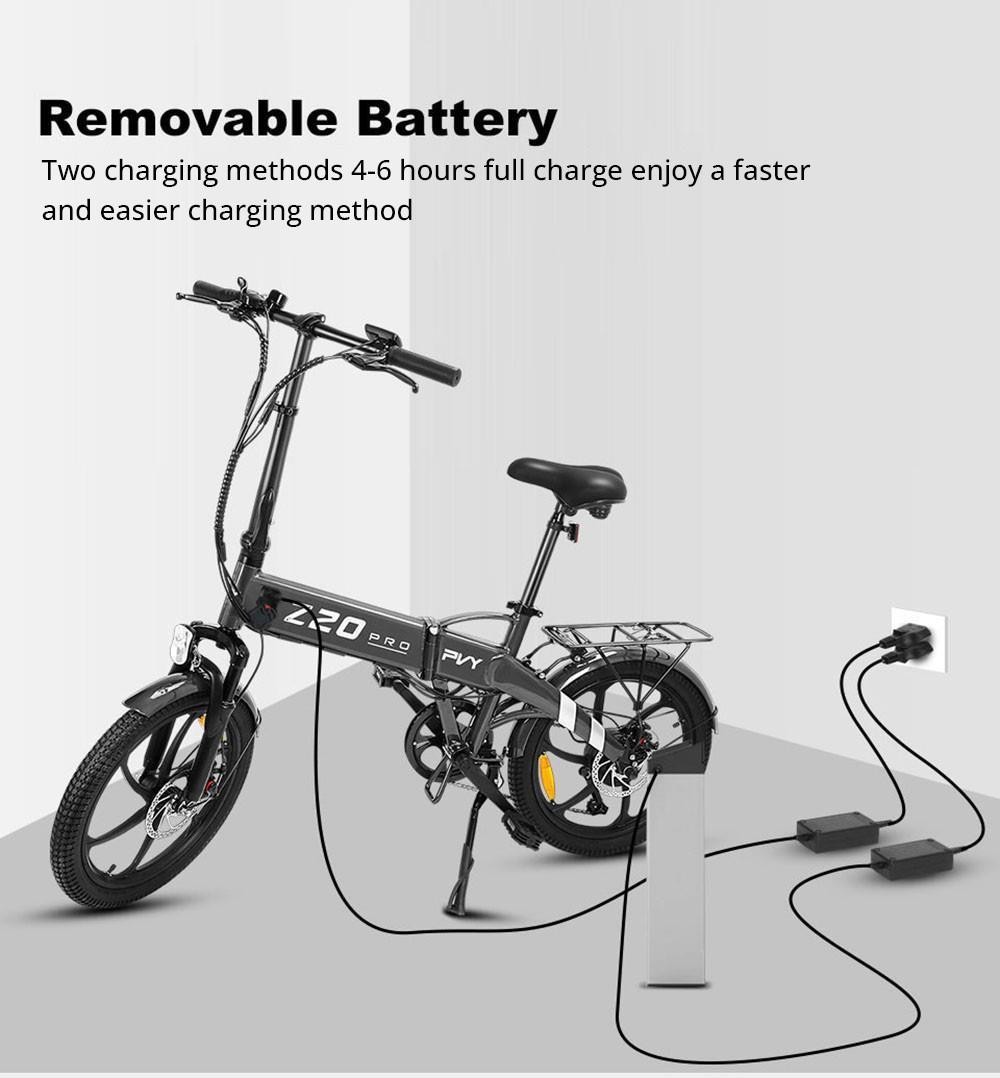 PVY Z20 Pro Elektrofahrrad, 250 W Nabenmotor, 36 V 10,4 Ah herausnehmbarer Akku, 20 Zoll Reifen, 25 km/h H&ouml;chstgeschwindigkeit, 80-100 km Reichweite, mechanische Scheibenbremse, Federgabel, Shimano 6-Gang, LCD-Display &ndash; Orange