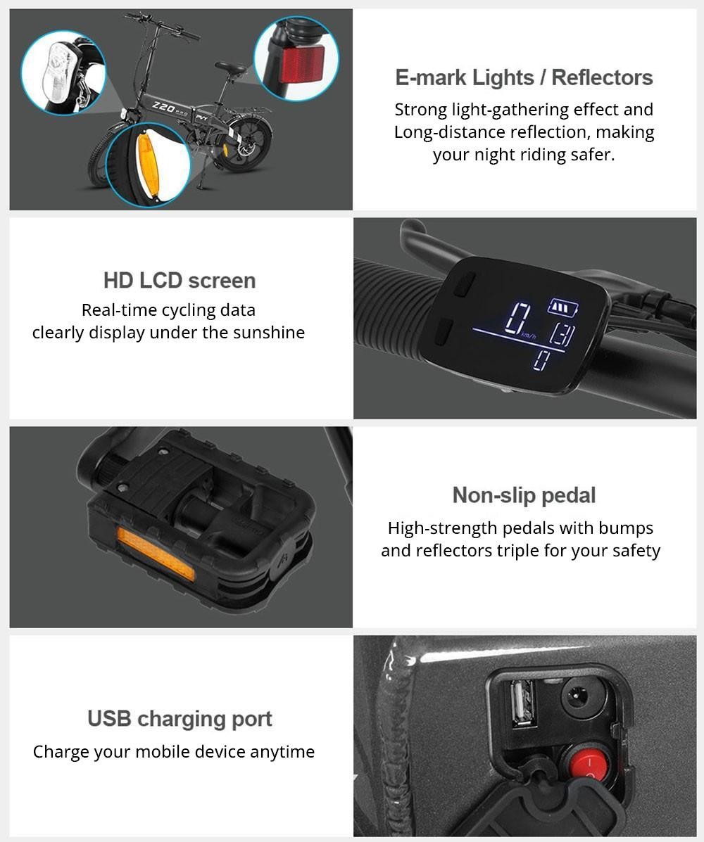 PVY Z20 Pro Elektrofahrrad, 250 W Nabenmotor, 36 V 10,4 Ah herausnehmbarer Akku, 20 Zoll Reifen, 25 km/h H&ouml;chstgeschwindigkeit, 80-100 km Reichweite, mechanische Scheibenbremse, Federgabel, Shimano 6-Gang, LCD-Display &ndash; Orange