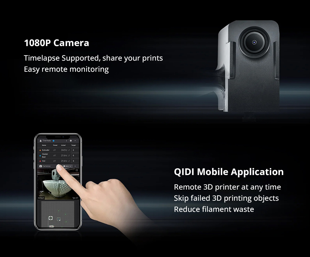 QIDI TECH Q1 Pro 3D Printer, 600mm/s Max, 60&deg;C Heated Chamber, 350&deg;C High-Temp Printing, Tri-metal Hot-end, Auto Leveling, Filament Detection, 245*245*240mm