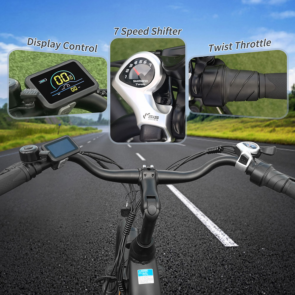 TTGO HZ-28ST Elektrofahrrad, 250-W-Motor, 36-V-20-Ah-Akku, 700C*45C-Reifen, 25 km/h H&ouml;chstgeschwindigkeit, 100 km maximale Reichweite, Scheibenbremse, Shimano 7-Gang-Schaltung, LCD-Display &ndash; Schwarz