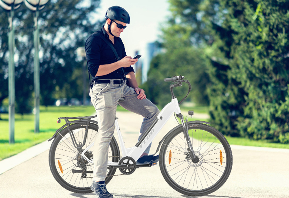 TTGO HZ-28ST Elektrofahrrad, 250-W-Motor, 36-V-20-Ah-Akku, 700C*45C-Reifen, 25 km/h H&ouml;chstgeschwindigkeit, 100 km maximale Reichweite, Scheibenbremse, Shimano 7-Gang-Schaltung, LCD-Display &ndash; Schwarz
