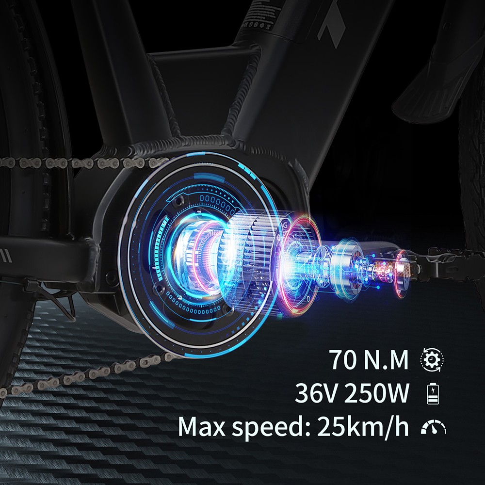 Elektrobicykel TTGO LK-ZZ-28ST, 250W motor, 36V 20AH batéria, pneumatiky 700C*45C, max. rýchlosť 25 km/h, dojazd 180 km, hydraulické kotúčové brzdy, Shimano 9 rýchlostí, LCD displej - čierny