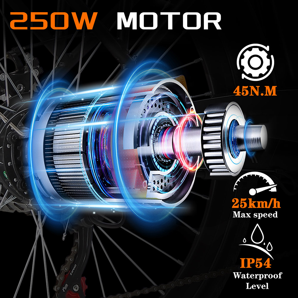 Elektrobicykel TTGO YY-26ST, 250W motor, 36V 14,5AH batéria, 26*1.95-palcové pneumatiky, max. rýchlosť 25 km/h, max. dojazd 100 km, kotúčové brzdy, 6-stupňová prevodovka SHIMANO, LED displej - čierny