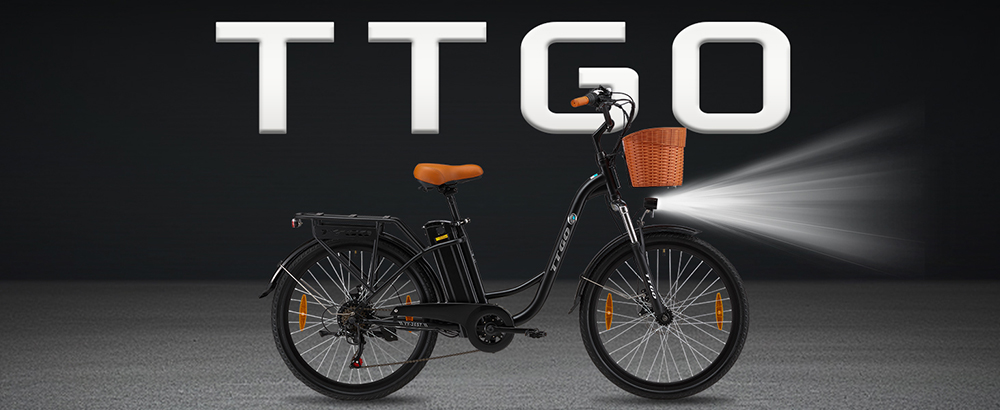 TTGO YY-26ST Elektrobicykel, 250W motor, 36V 14,5AH batéria, 26*1.95-palcové pneumatiky, max. rýchlosť 25 km/h, max. dojazd 100 km, kotúčové brzdy, 6-stupňová prevodovka SHIMANO, LED displej - čierny