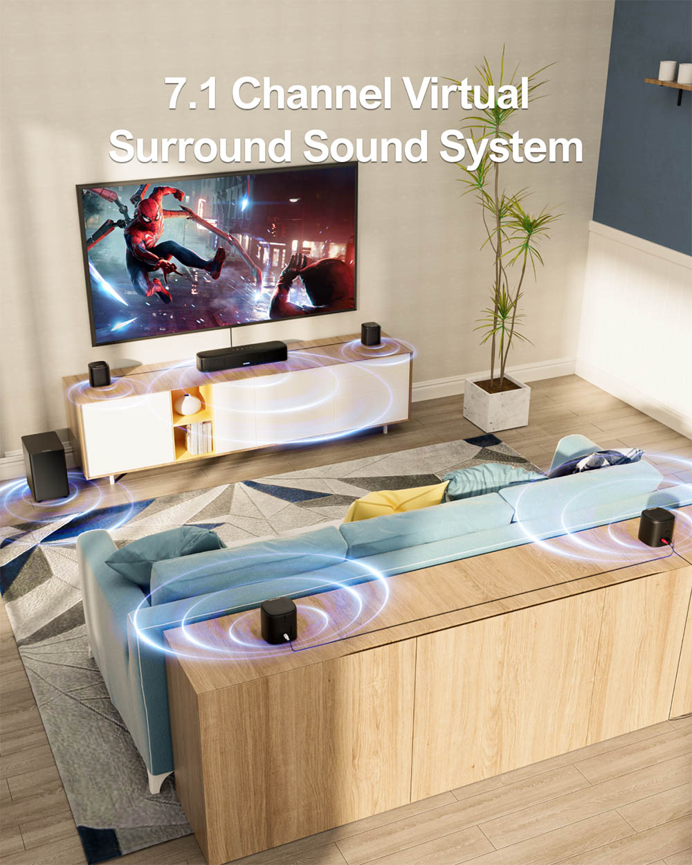 Súprava reproduktorov Ultimea Aura A40 Soundbar so subwooferom, 7.1 kanálová, ovládanie aplikácií, 10 pásiem nastavenia ekvalizéra, 121 prednastavených matíc EQ, Bluetooth 5.3, špičkový výkon 330 W