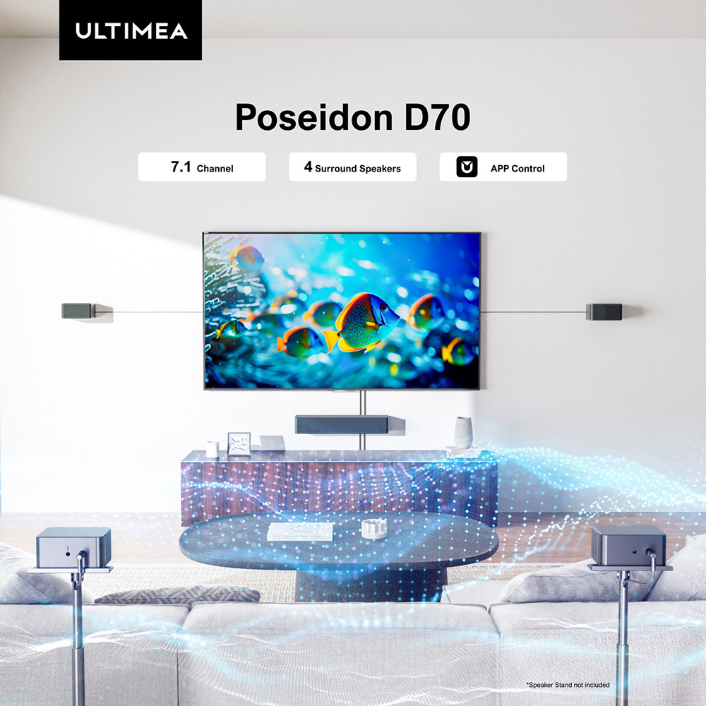 Súprava reproduktorov Ultimea Poseidon D70 Soundbar so subwooferom, 7.1 kanál, 10-pásmový ekvalizér, 121 prednastavených matíc EQ