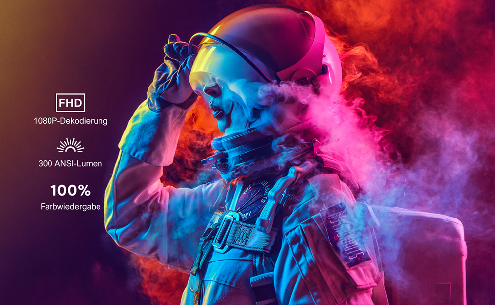 ULTIMEA Apollo P10 Tragbarer Beamer, 300 ANSI, 1080P-Dekodierung, natives 720P, 2,4 GHz/5 GHz WLAN