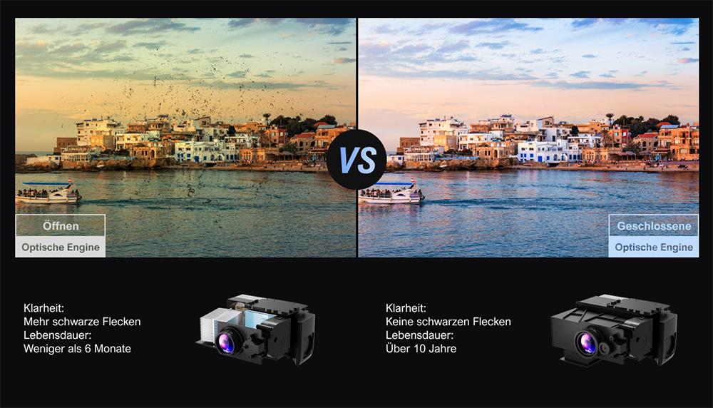 ULTIMEA Apollo P10 Tragbarer Beamer, 300 ANSI, 1080P-Dekodierung, natives 720P, 2,4 GHz/5 GHz WLAN