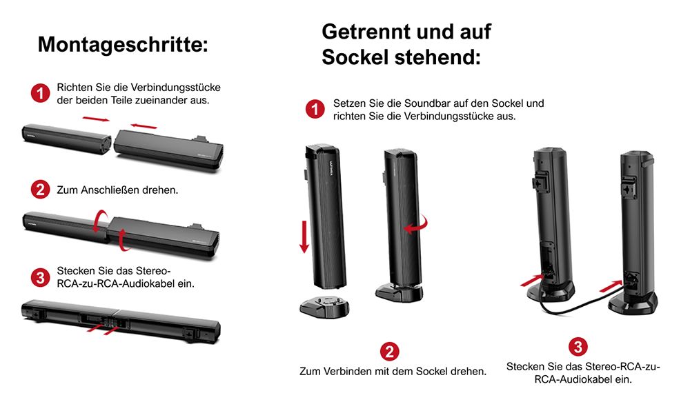 ULTIMEA Apollo S60 Abnehmbare Soundbar mit Subwoofer, 4.1 Kanal, Bluetooth 5.3, 3 EQ-Modi, 280 W Spitzenleistung