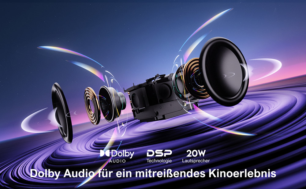 [Netflix 1080P] Ultimea Apollo P50 Beamer, 800 ANSI Lumen, Native 1080P Projektor, Dolby Audio, Automatische Bildschirmanpassung und Objektvermeidung, WiFi 6, Bluetooth 5.3