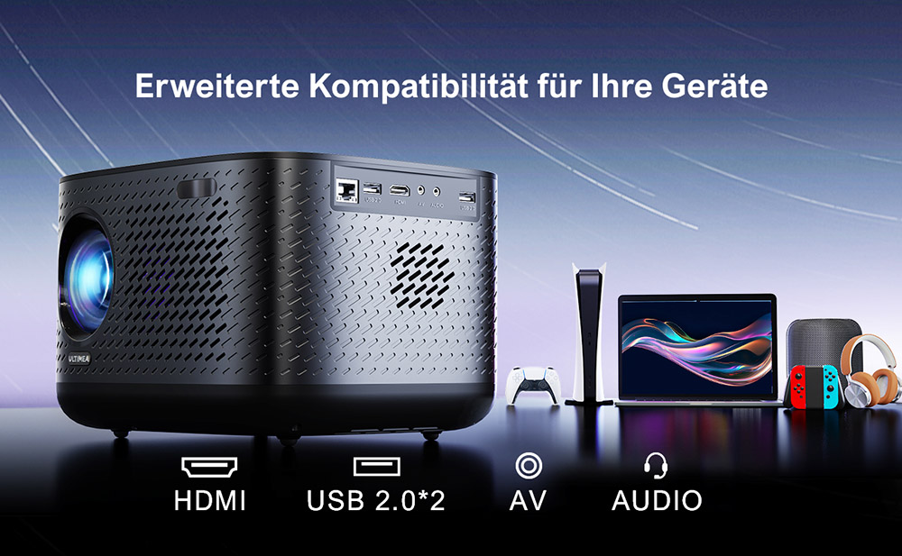 [Netflix 1080P] Ultimea Apollo P50 Beamer, 800 ANSI Lumen, Native 1080P Projektor, Dolby Audio, Automatische Bildschirmanpassung und Objektvermeidung, WiFi 6, Bluetooth 5.3