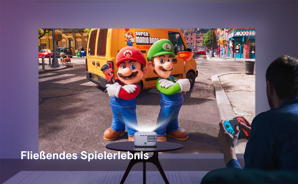 ULTIMEA Apollo P10 Tragbarer Beamer, 300 ANSI, 1080P-Dekodierung, natives 720P, 2,4 GHz/5 GHz WLAN