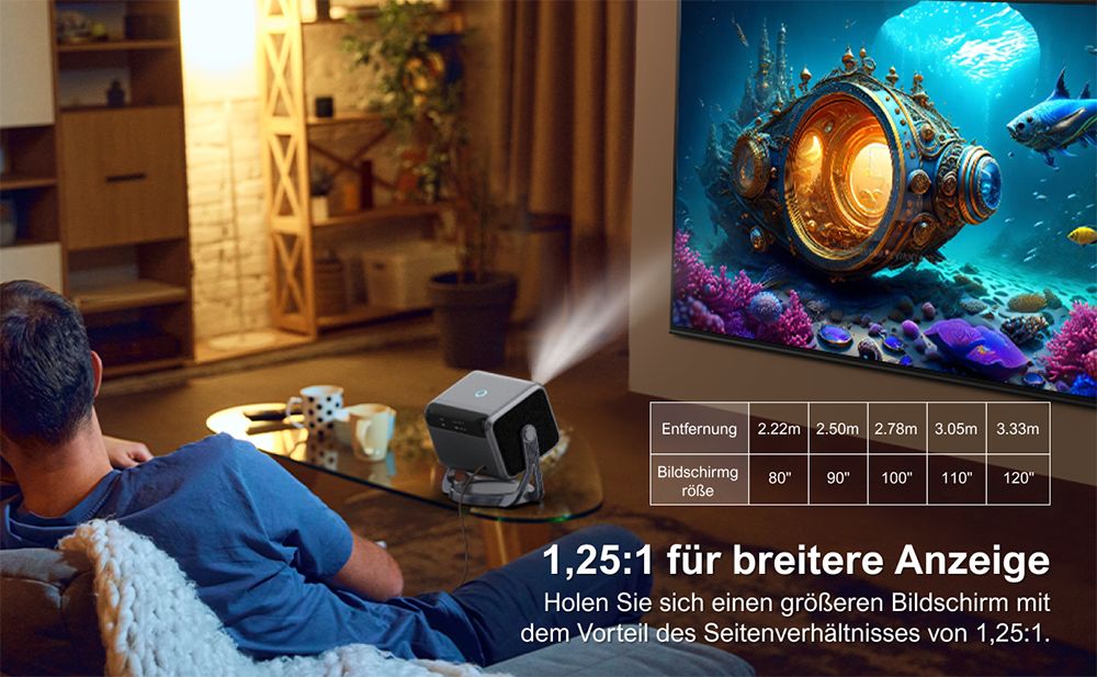 [Netflix 1080P & Android TV 11.0] ULTIMEA Nova C40 Beamer mit Gimbal-St&auml;nder, 600 ANSI, 4K-Dekodierung, Native 1080P, Bluetooth 5.3, Android TV 11.0, Dolby Audio, Autofokus & Keystone