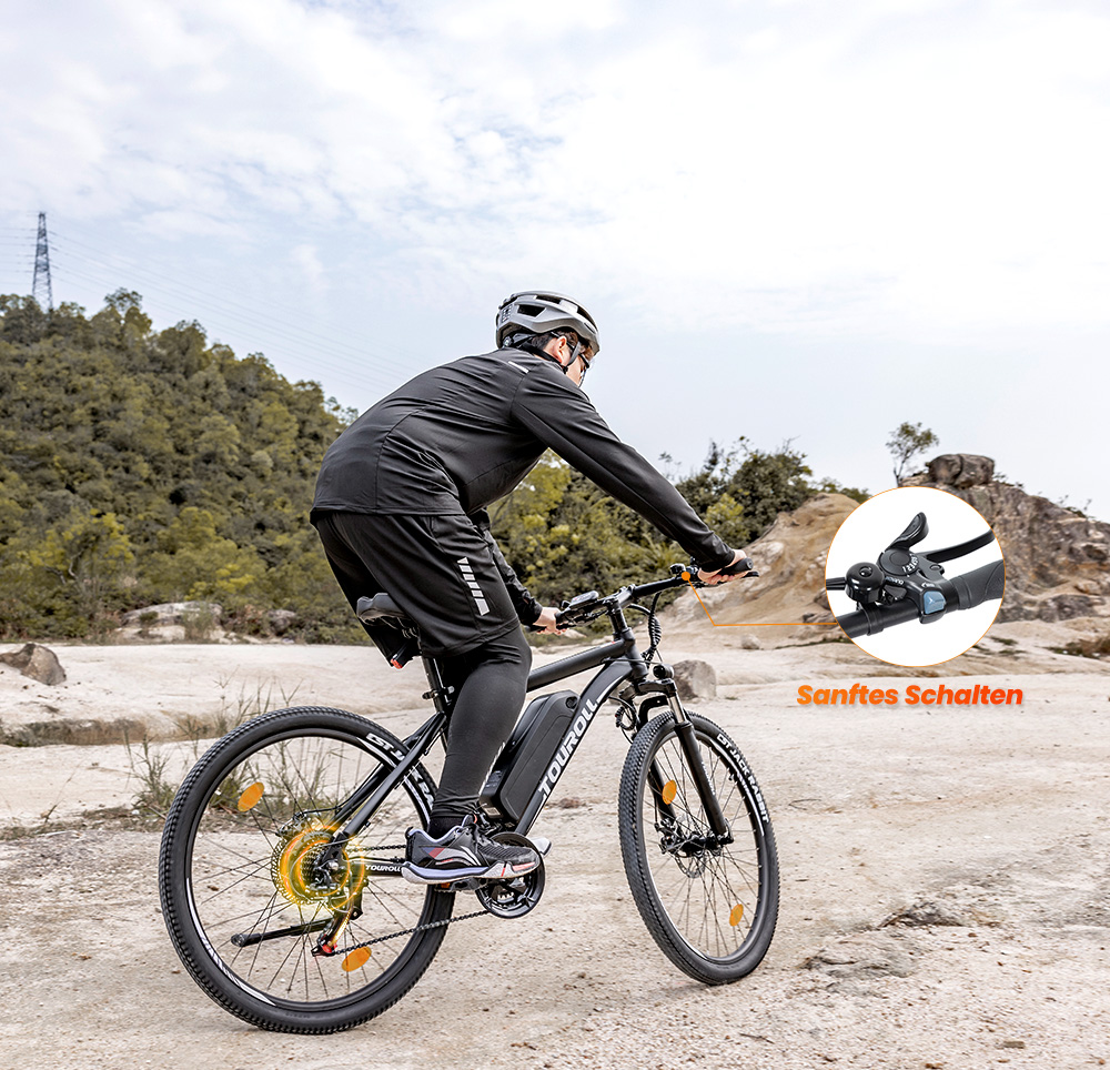 Touroll U1 Elektrofahrrad 29 MTB mit 250W Motor, 13Ah herausnehmbarer Lithium-Ionen-Akku, 65KM max. Fahrtstrecke, 29x2,25'' CST Gel&auml;ndereifen, 21-Gang Shimano Schaltung