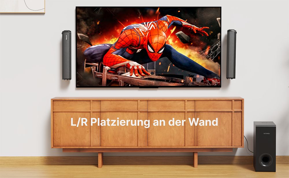 ULTIMEA Apollo S60 Abnehmbare Soundbar mit Subwoofer, 4.1 Kanal, Bluetooth 5.3, 3 EQ-Modi, 280 W Spitzenleistung