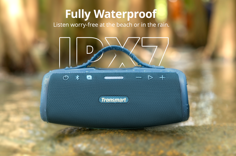 Prenosný vonkajší reproduktor Tronsmart Mirtune S100, Bluetooth 5.3, prispôsobiteľný ekvalizér, výkon 50 W, 20 hodín prehrávania, vodotesnosť IPX7, výsuvná rukoväť - modrý