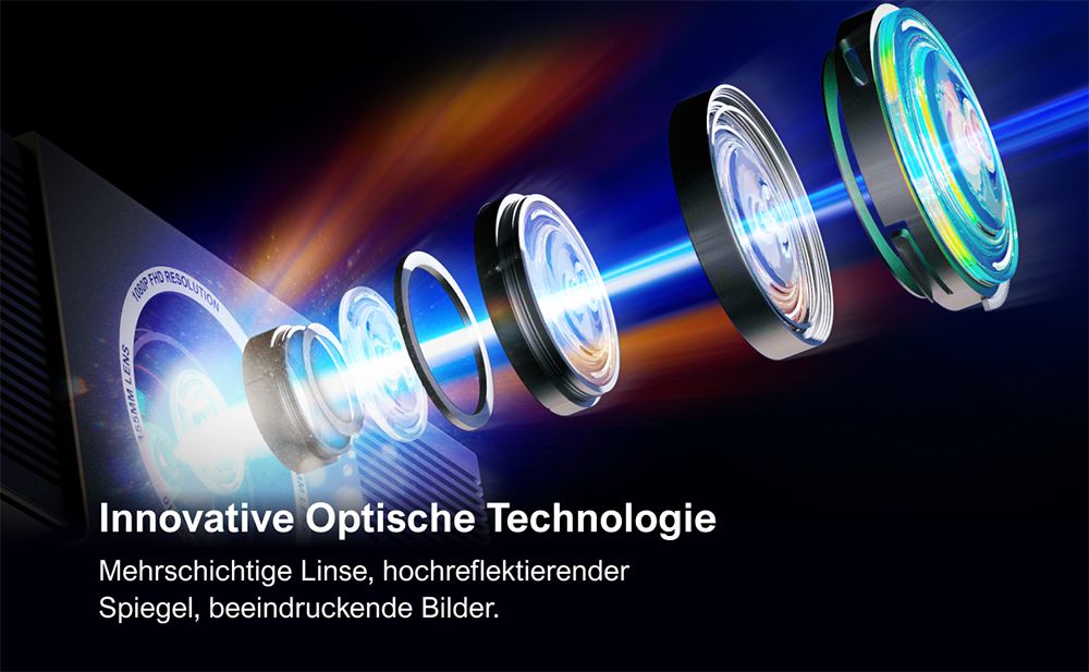 Ultimea Apollo P60 Beamer, 900 ANSI Lumen, Native 1080P Projektor, 4K-Unterst&uuml;tzung, Autofokus und 6D Auto-Keystones, Bluetooth 5.3