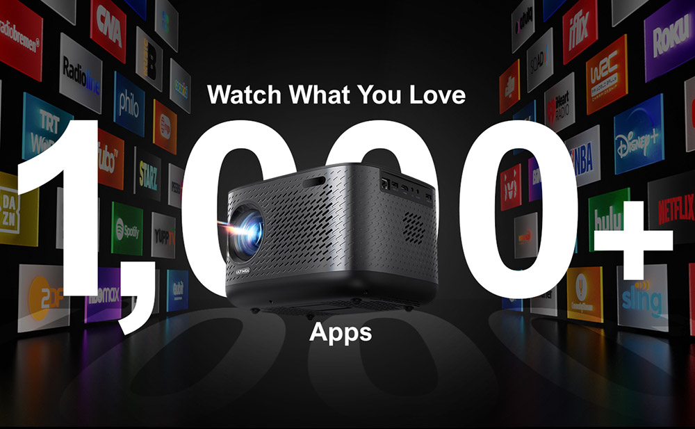 [Netflix 1080P] Ultimea Apollo P50 Beamer, 800 ANSI Lumen, Native 1080P Projektor, Dolby Audio, Automatische Bildschirmanpassung und Objektvermeidung, WiFi 6, Bluetooth 5.3
